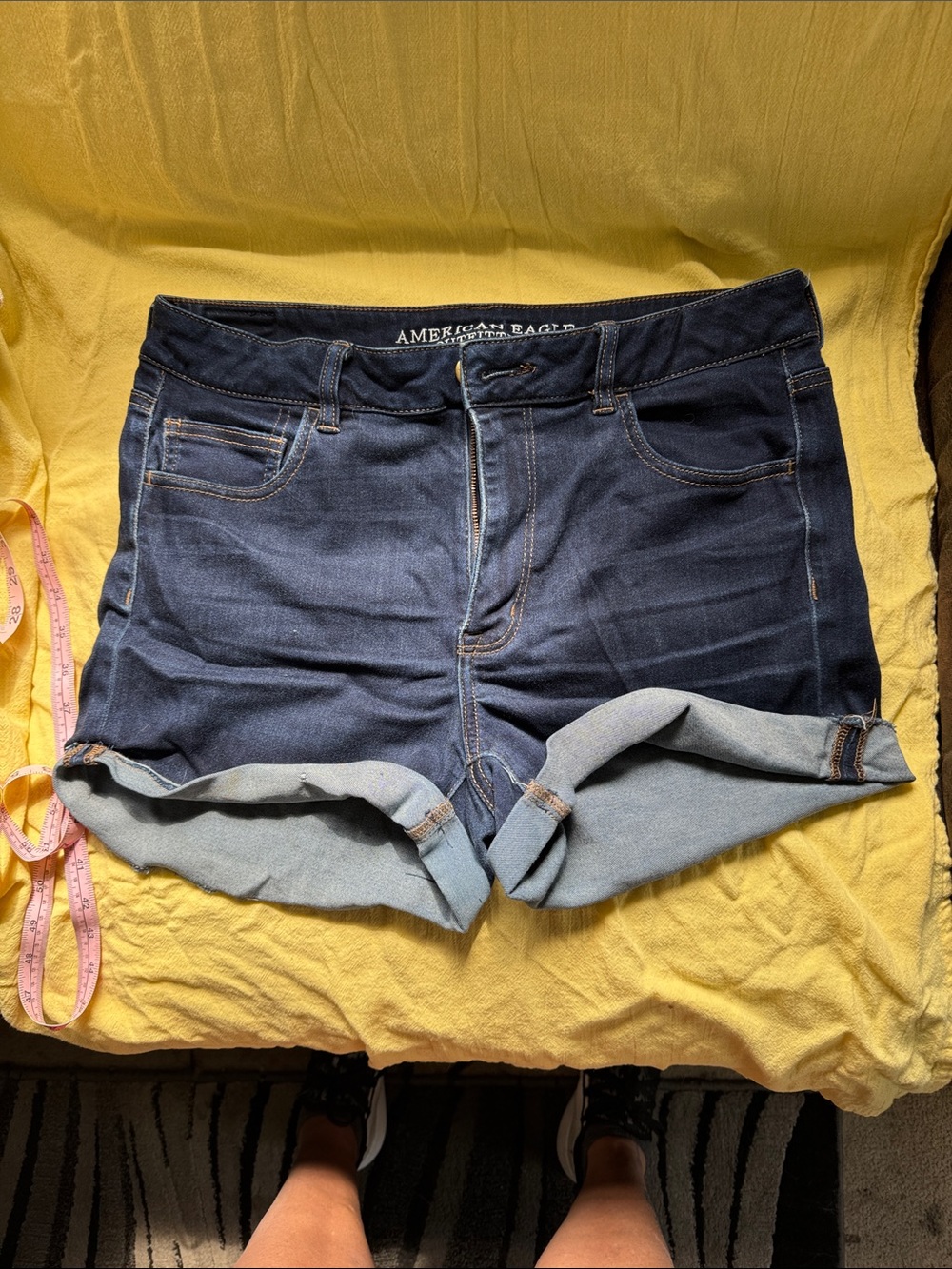 American Eagle Outfitters Dark Indigo Roll-Cuff Jean Shorts
